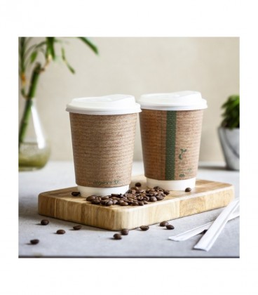 GOBELET KRAFT DOUBLE PAROI 36CL POUR BOISSONS CHAUDES COMPOSTABLE VEGWARE