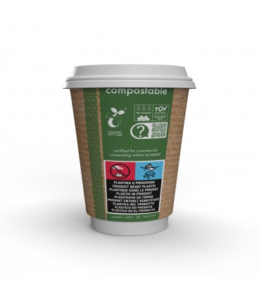 GOBELET KRAFT DOUBLE PAROI 36CL POUR BOISSONS CHAUDES COMPOSTABLE VEGWARE