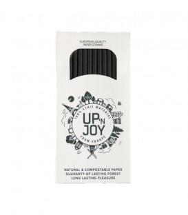 Pailles en papier naturel noires Up'n Joy 8x145mm